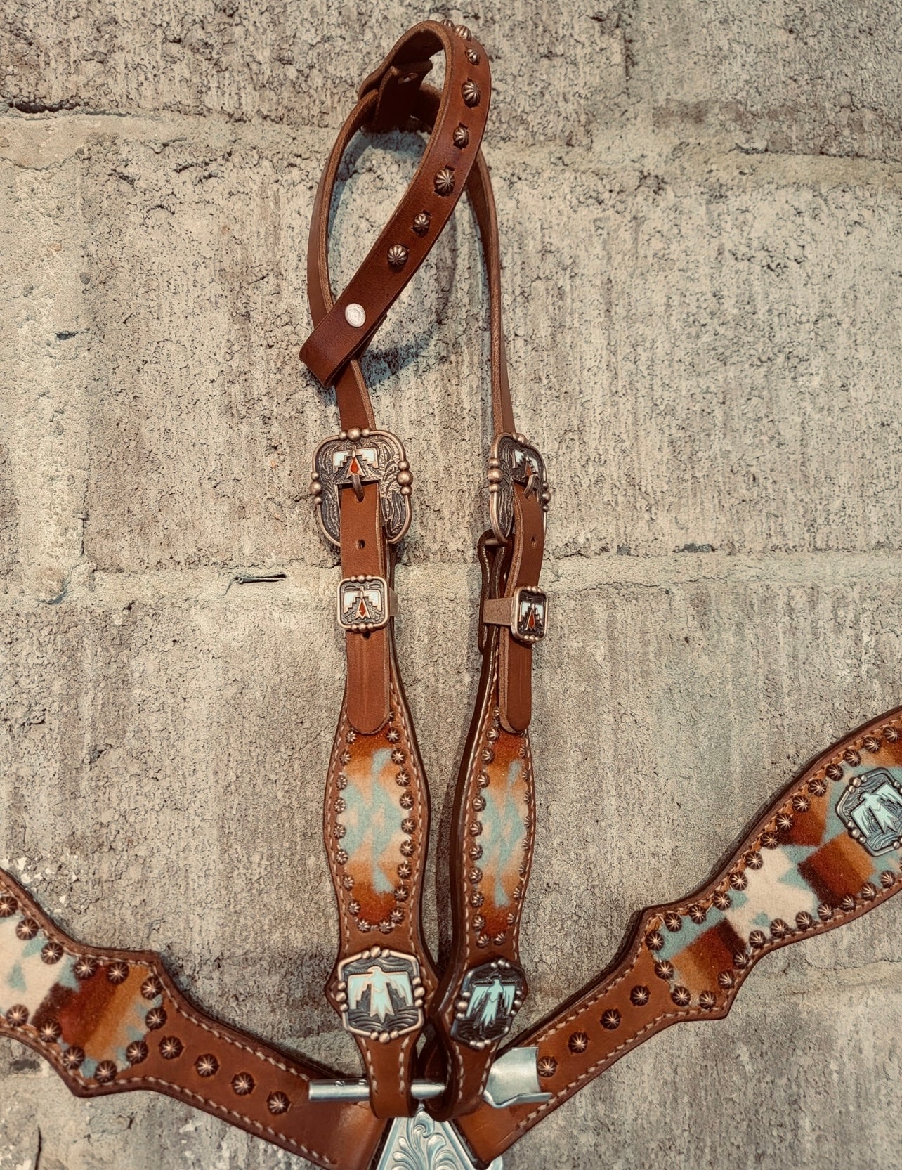 Sand storm thunderbird set - headstall - breast collar - tack set