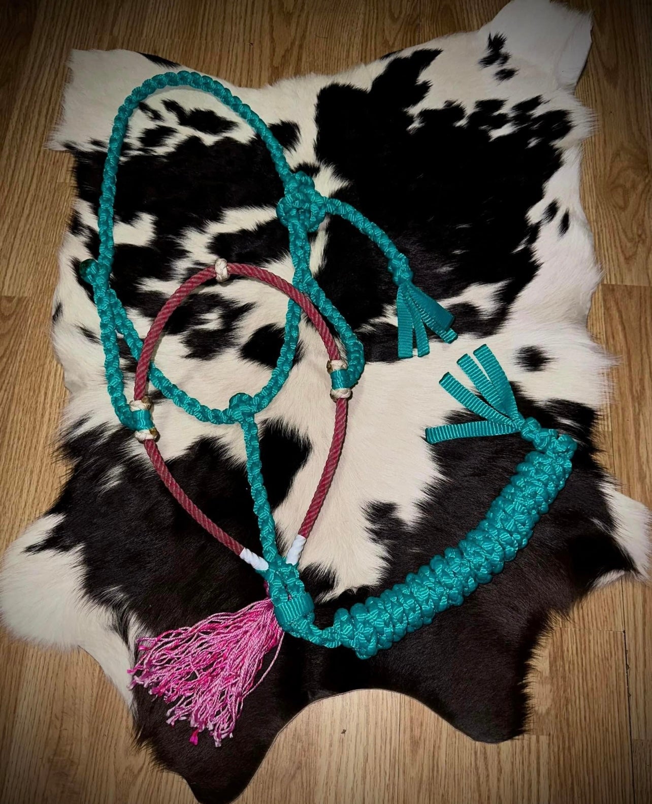 Turquoise and pink lariat halter