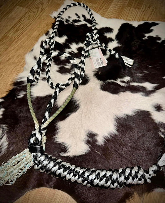 White / black lariat halter