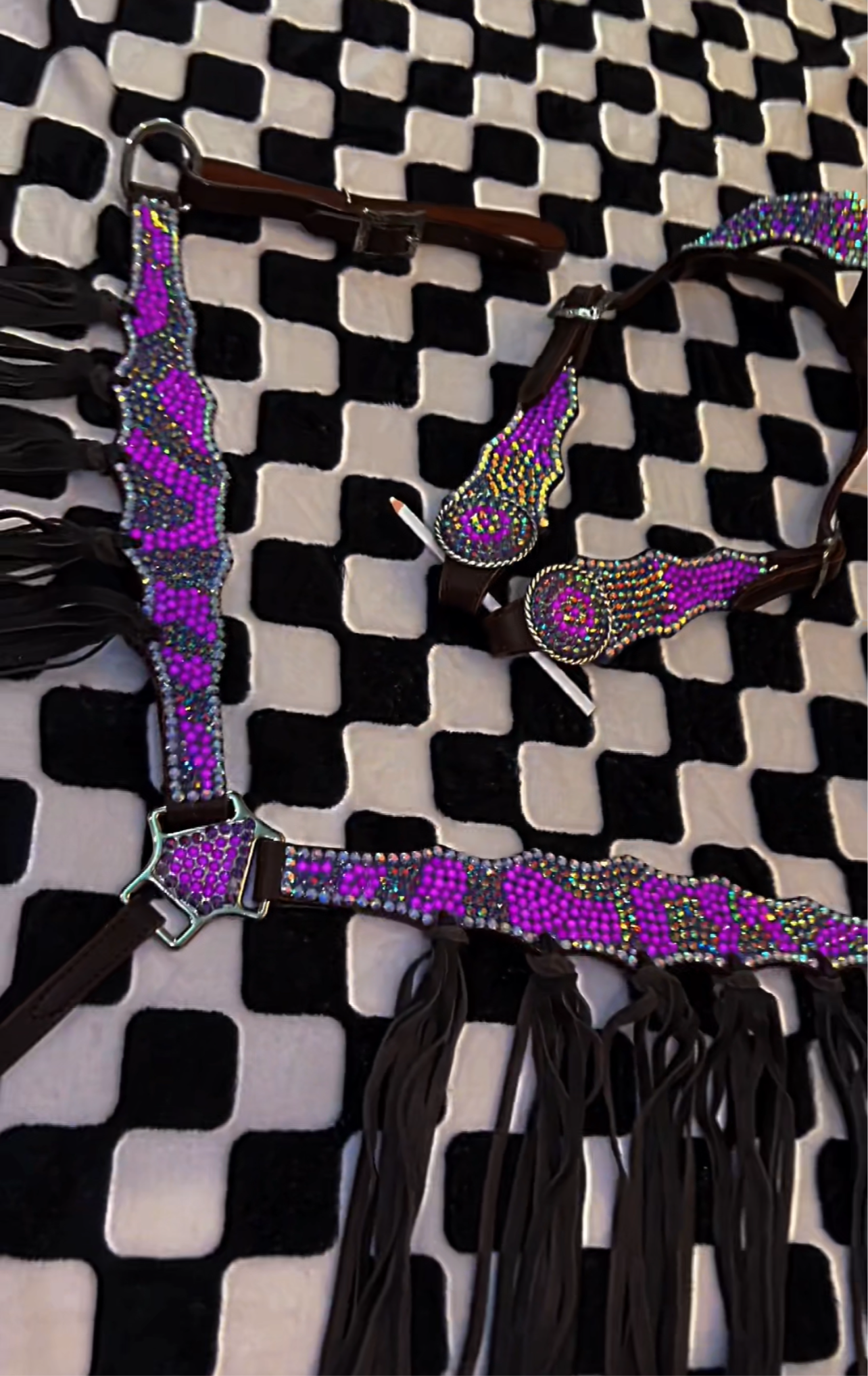 Pretty N  Purple swirl set - headstall- breastcollar- tackset