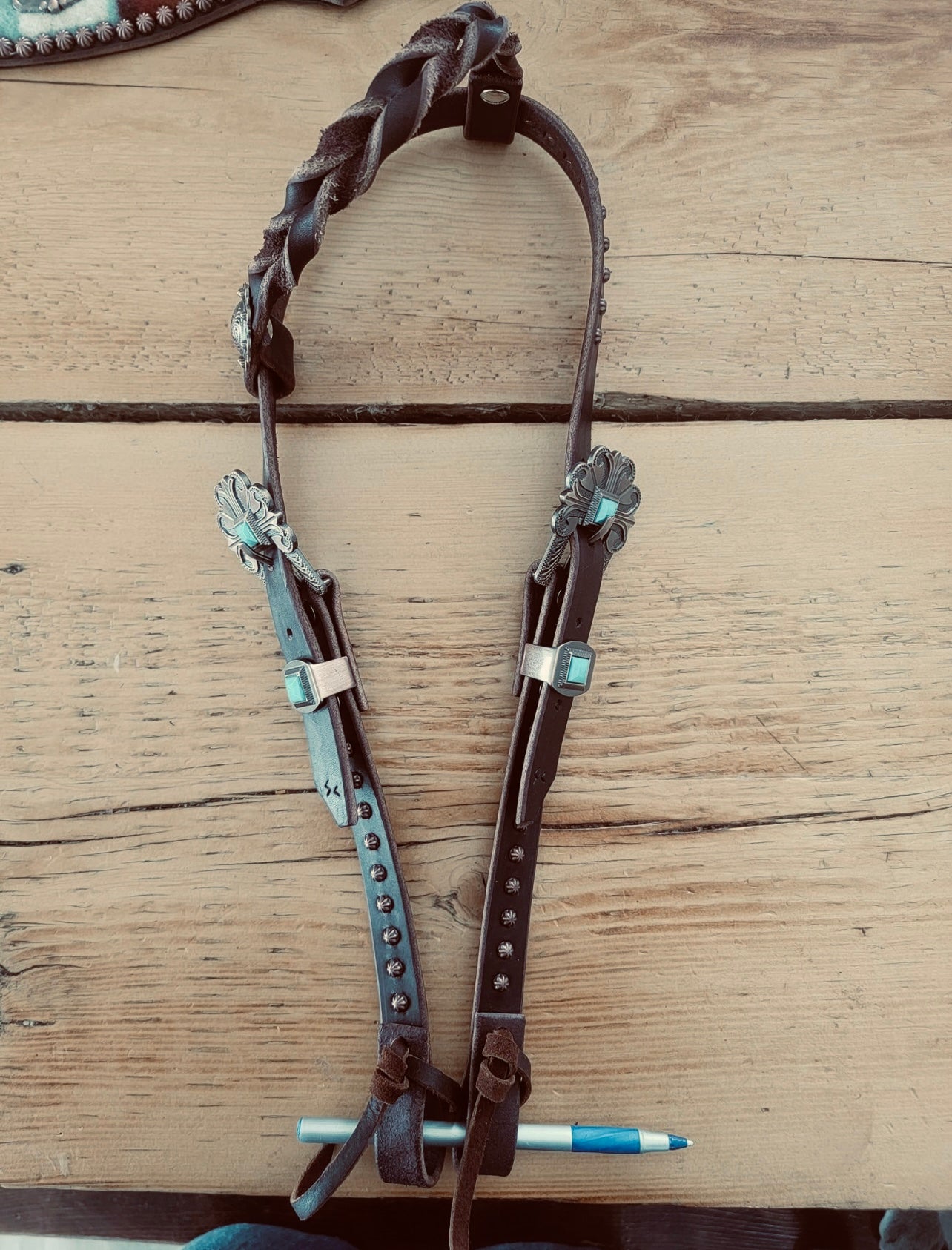 Turquoise braided headstall