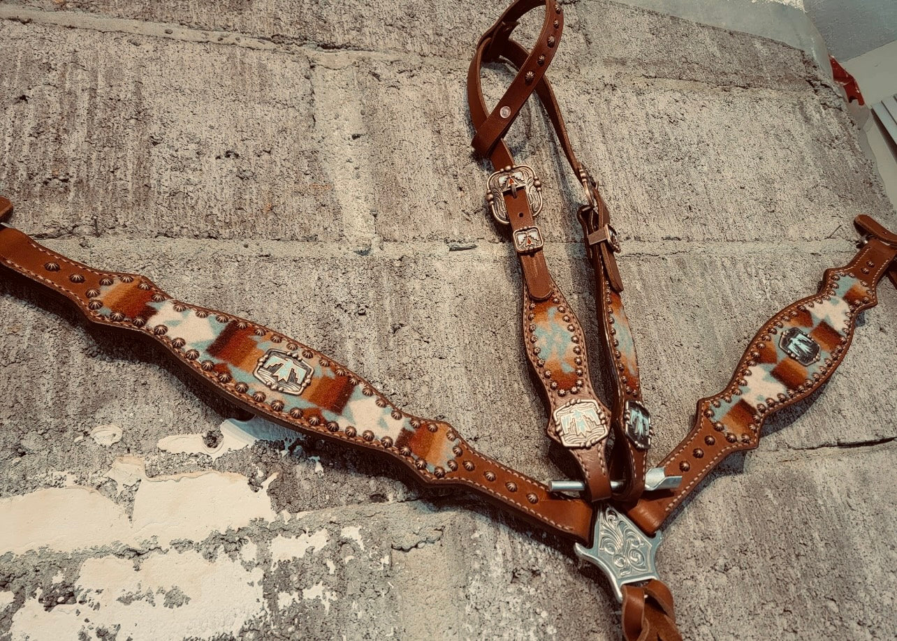 Sand storm thunderbird set - headstall - breast collar - tack set