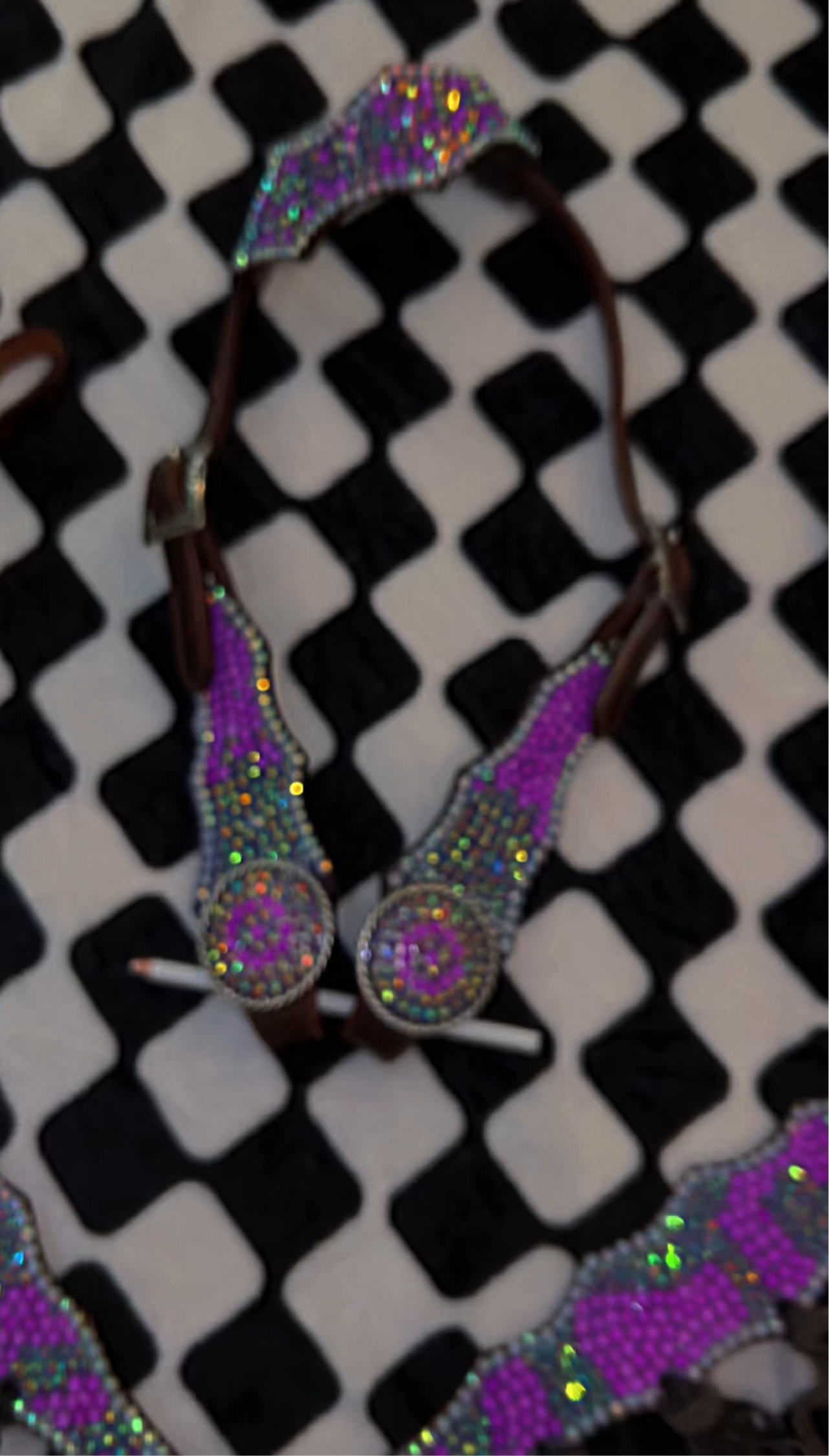Pretty N  Purple swirl set - headstall- breastcollar- tackset