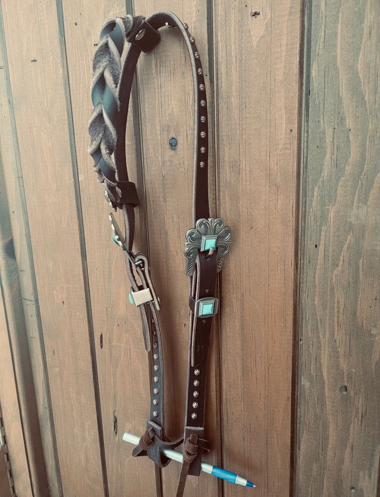 Turquoise braided headstall