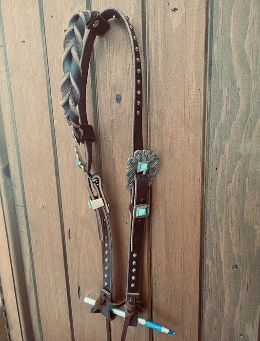 Turquoise braided headstall