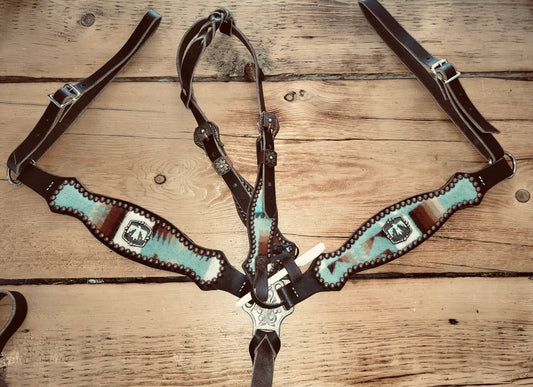 Thunderbird Aztec set - headtsall - breastcollar - tack set
