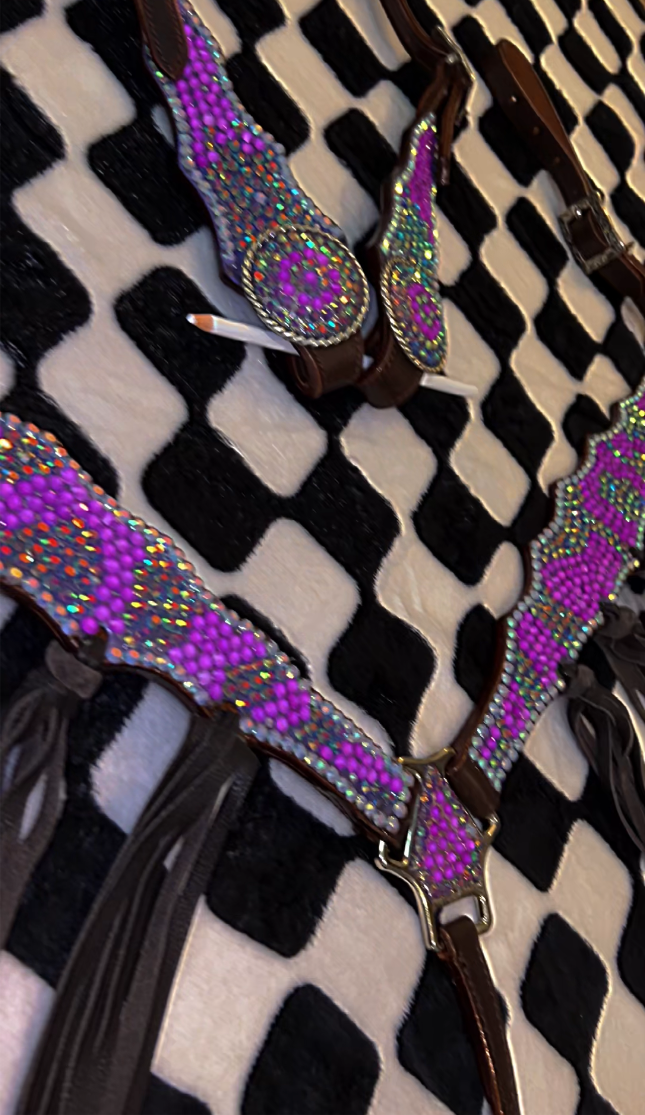 Pretty N  Purple swirl set - headstall- breastcollar- tackset